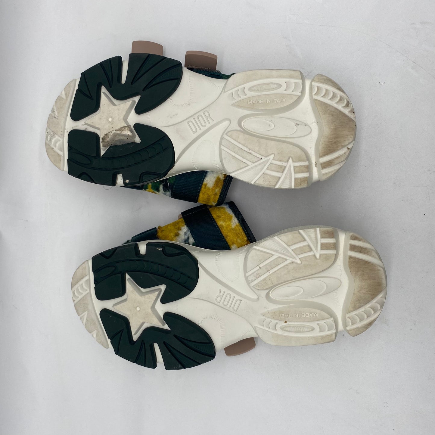 Dior White/Green Slide Sandals