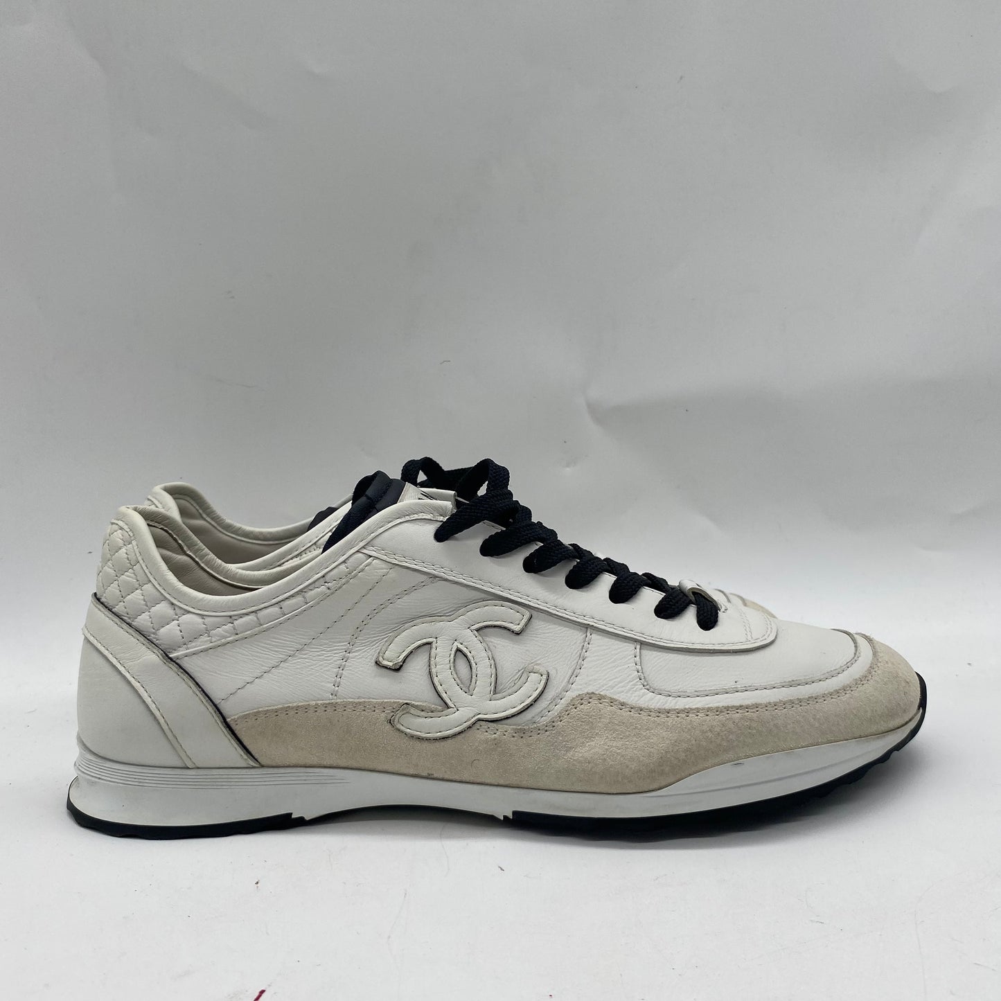 Chanel White/Black Calfskin Sneakers