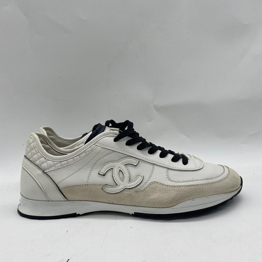 Chanel White/Black Calfskin Sneakers