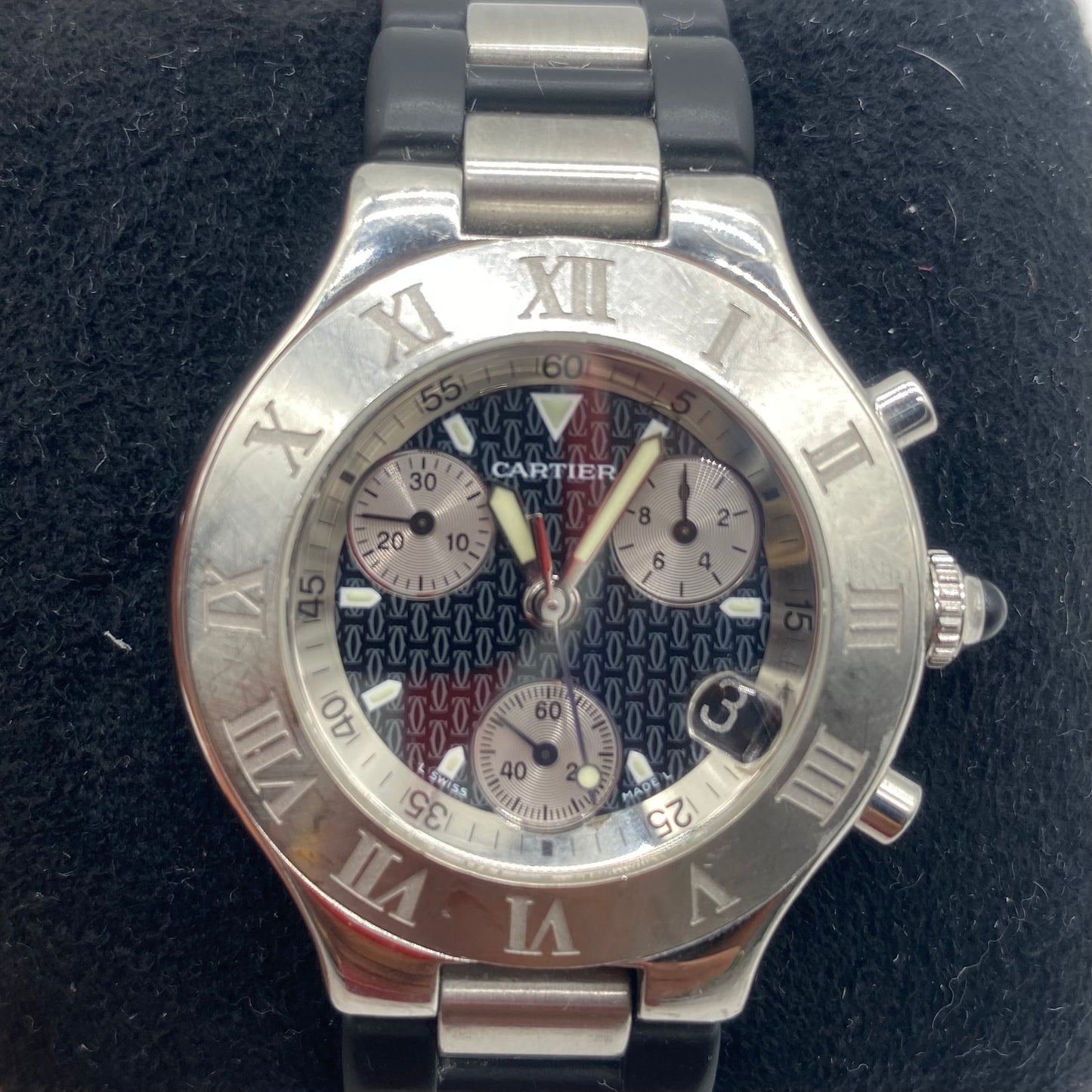 Cartier Vintage Silver/Black Watch