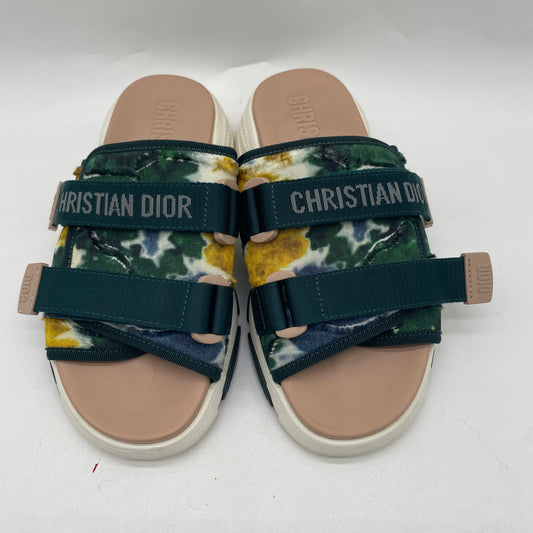 Dior White/Green Slide Sandals