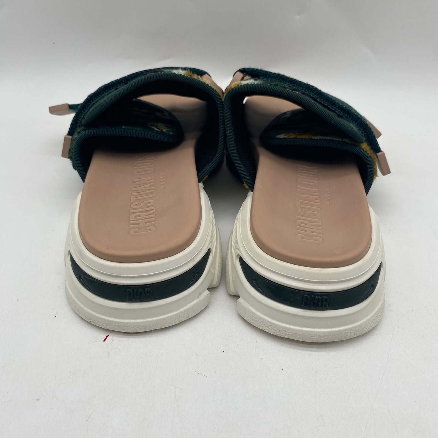 Dior White/Green Slide Sandals