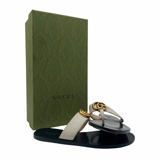 Gucci Creme Leather Thong Sandals