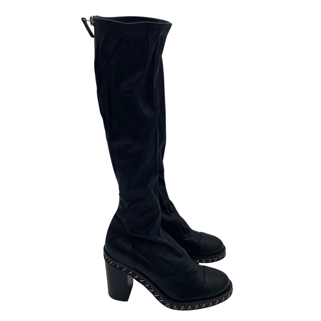 Chanel Black Knee High Boots