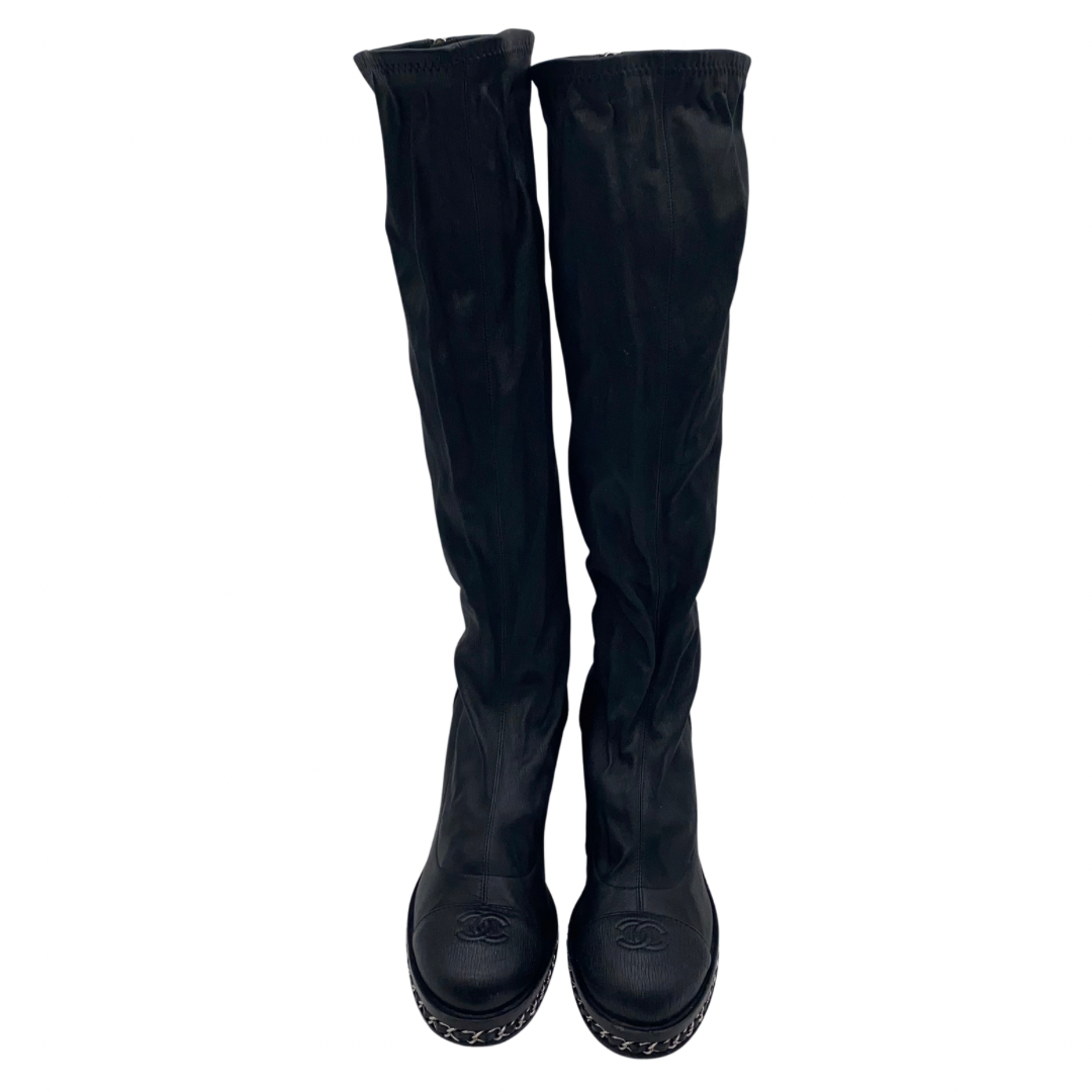 Chanel Black Knee High Boots