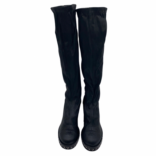 Chanel Black Knee High Boots
