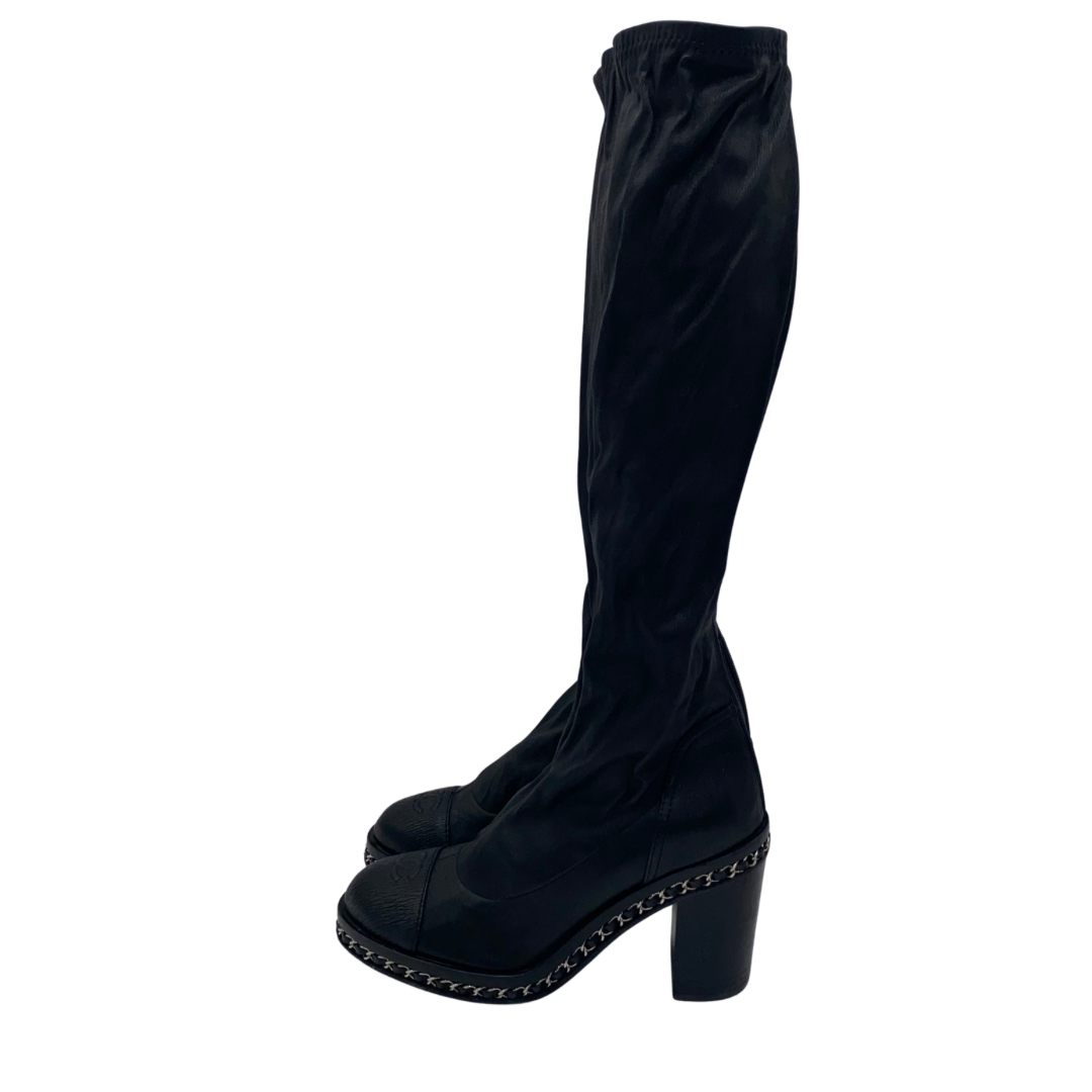 Chanel Black Knee High Boots