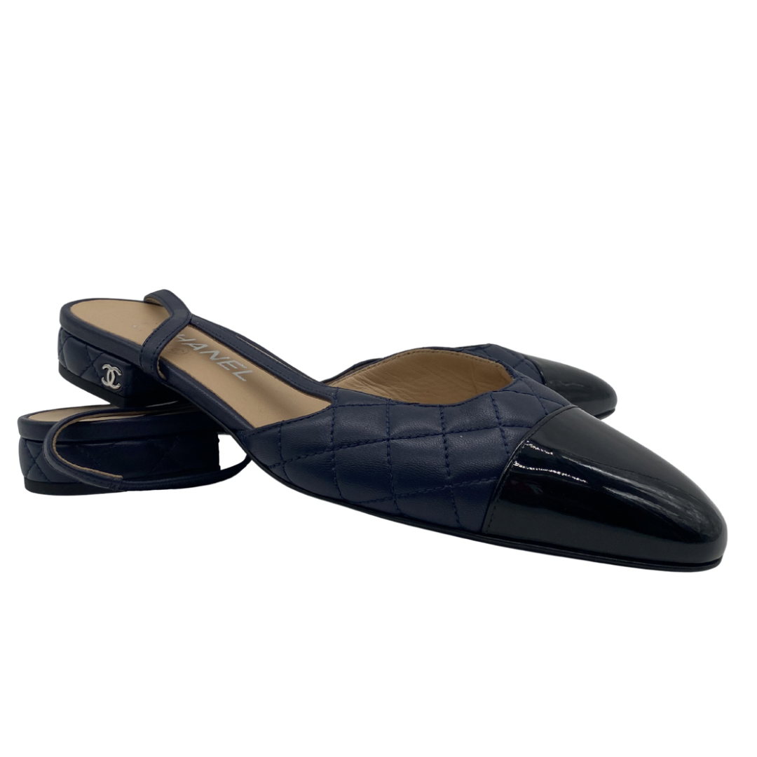 Chanel Navy/Black Flats