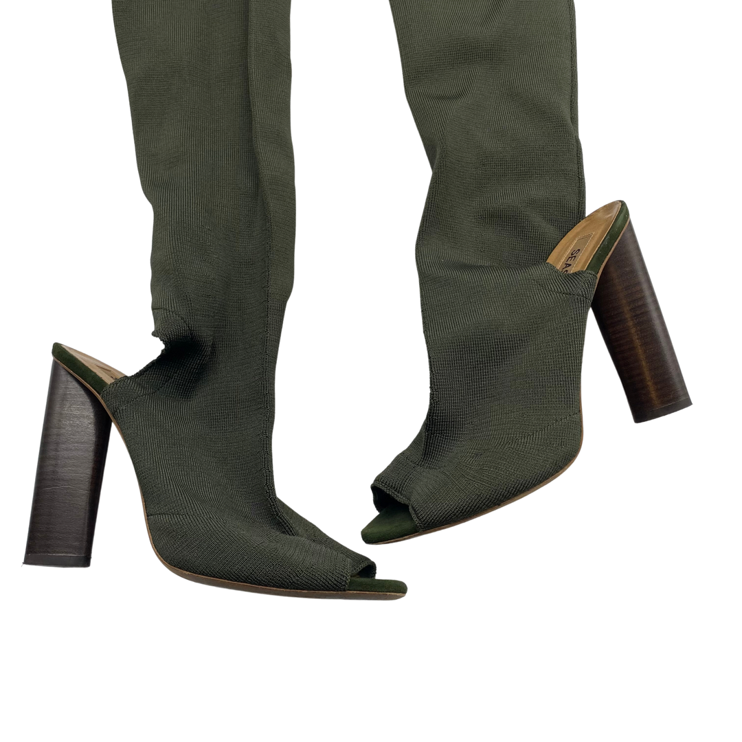 Yeezy Peep Toe Olive Thigh Highs